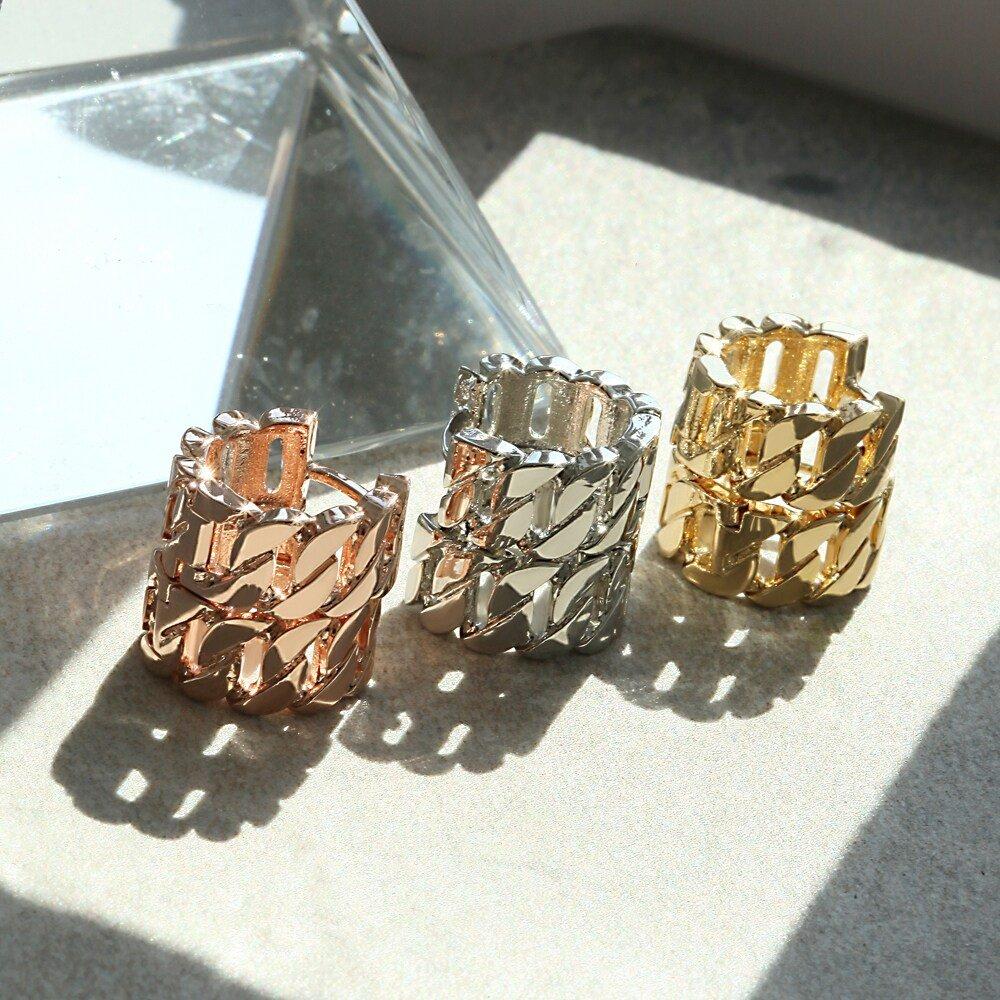 [Maison De Bijou] 14K Gf Bold Chain One-Touch Ring Earrings A00493