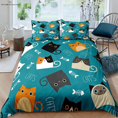 Cute Cartoon Cat Paw Print Duvet Cover Pillowcase Bedding Set Kids Gift Three Piece Set Can Be Customized