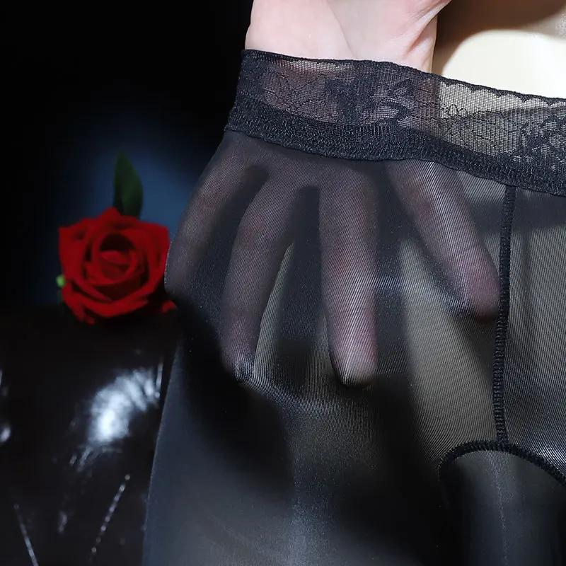 Sissy Oil Glossy Underwear Man Sexy Transparent Boxer Briefs Gay Ultra Thin Mesh Underpants Silky Smooth Panties Sheer Knickers