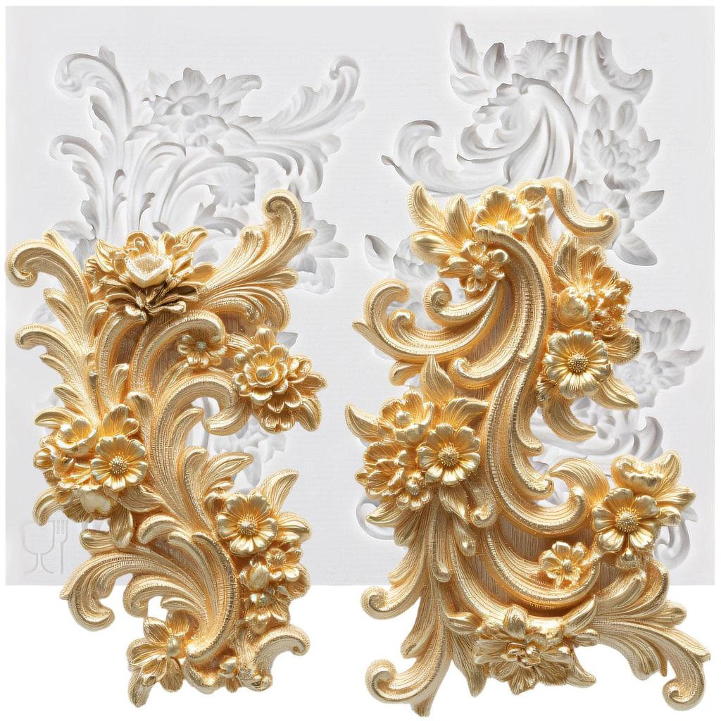 Baroque Silicone Mold Curlicues Scroll Lace Fondant Molds Cake Decorating Tools Theme Cake Dessert Decorated Chocolate Candy Mold