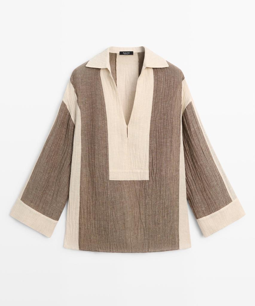 Masimodutti Fluid Texture Linen Blend Blouse