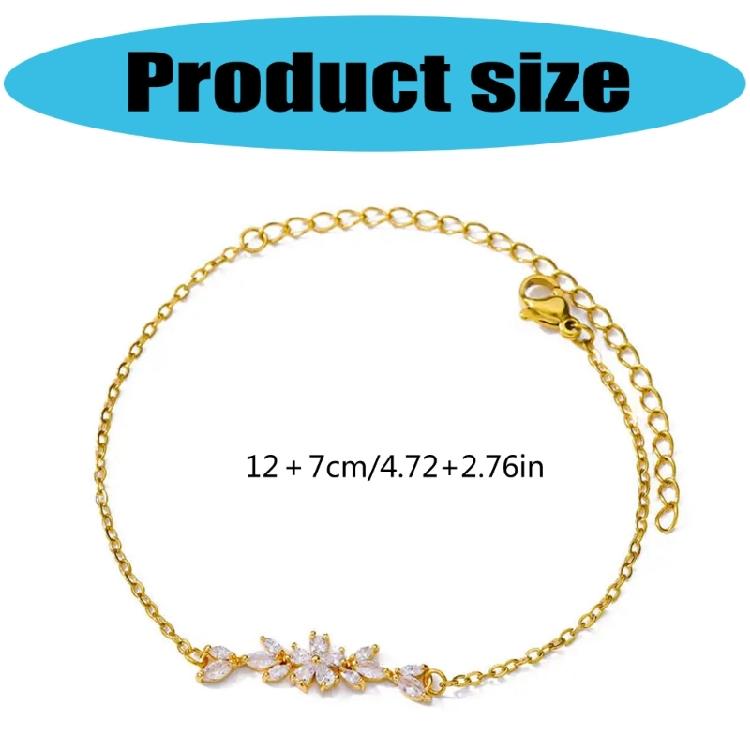 Fashionable Leaf And Flower Bracelet Handcrafted Zirconia Bracelet Highlighting Flower and Leaf Patterns for Women