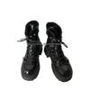 Damen Schwarze Plateau Martin Boots - Britischer Stil Knöchel, Motorrad, Höhenverstärkend - 2025 Frühling/Herbst Kollektion