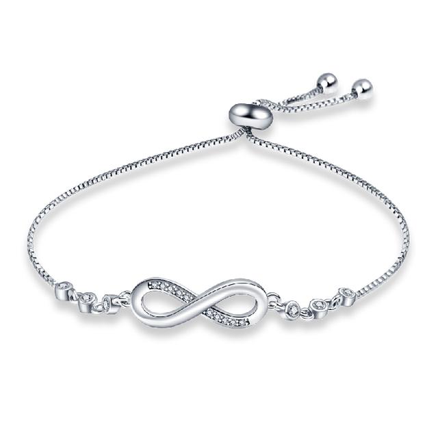 Bracelet Silver 925 Original Adjustable Fantasy Lucky Symbol Pink Flower Zircon Bracelets Fit DIY Charms Birthday Jewelry Gifts