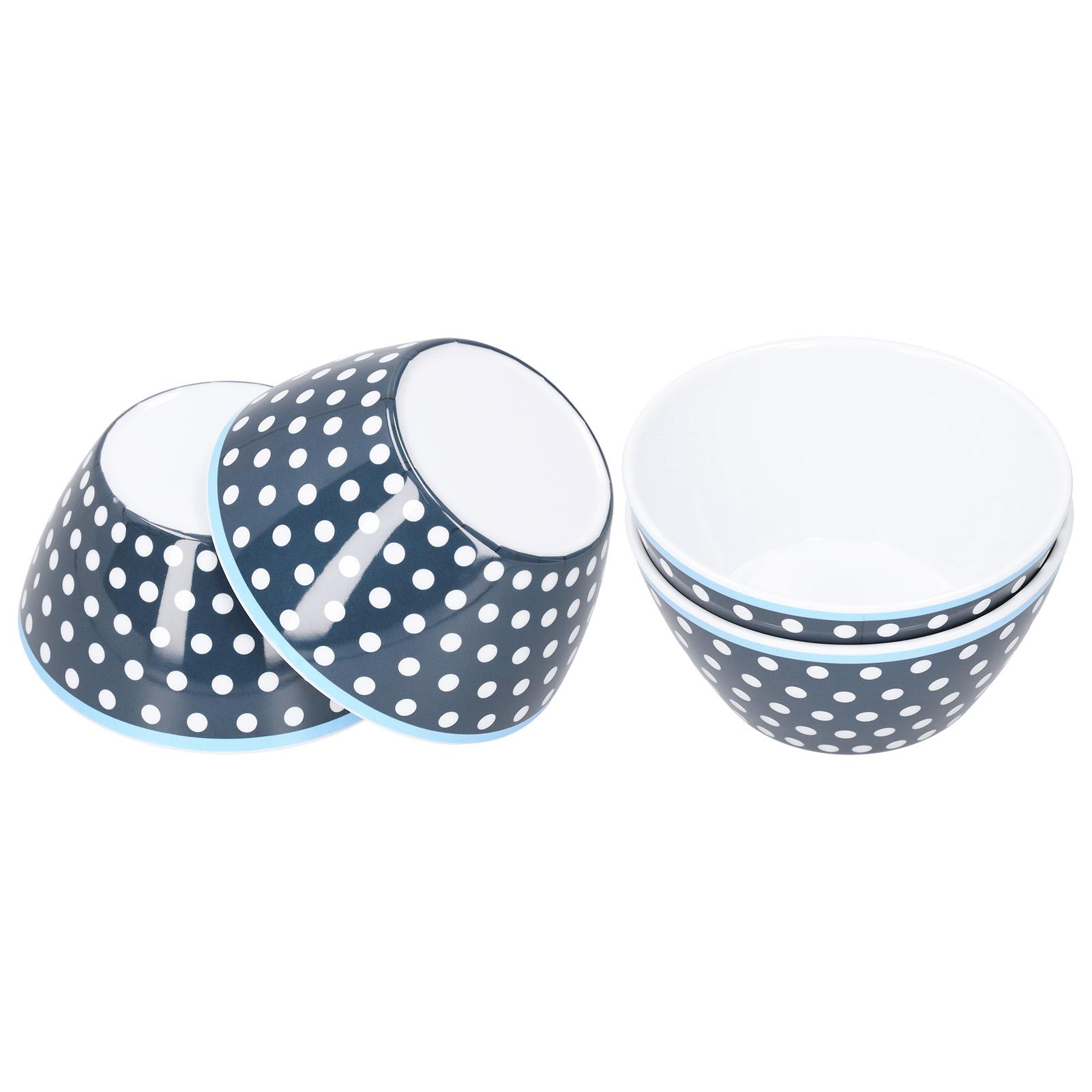 Konnwei Navy Blue 4Pcs 6In Salad Bowl Dinner Serving Bowl Sets Kitchen Imitation Porcelain Dinnerwaredark Blue Dots