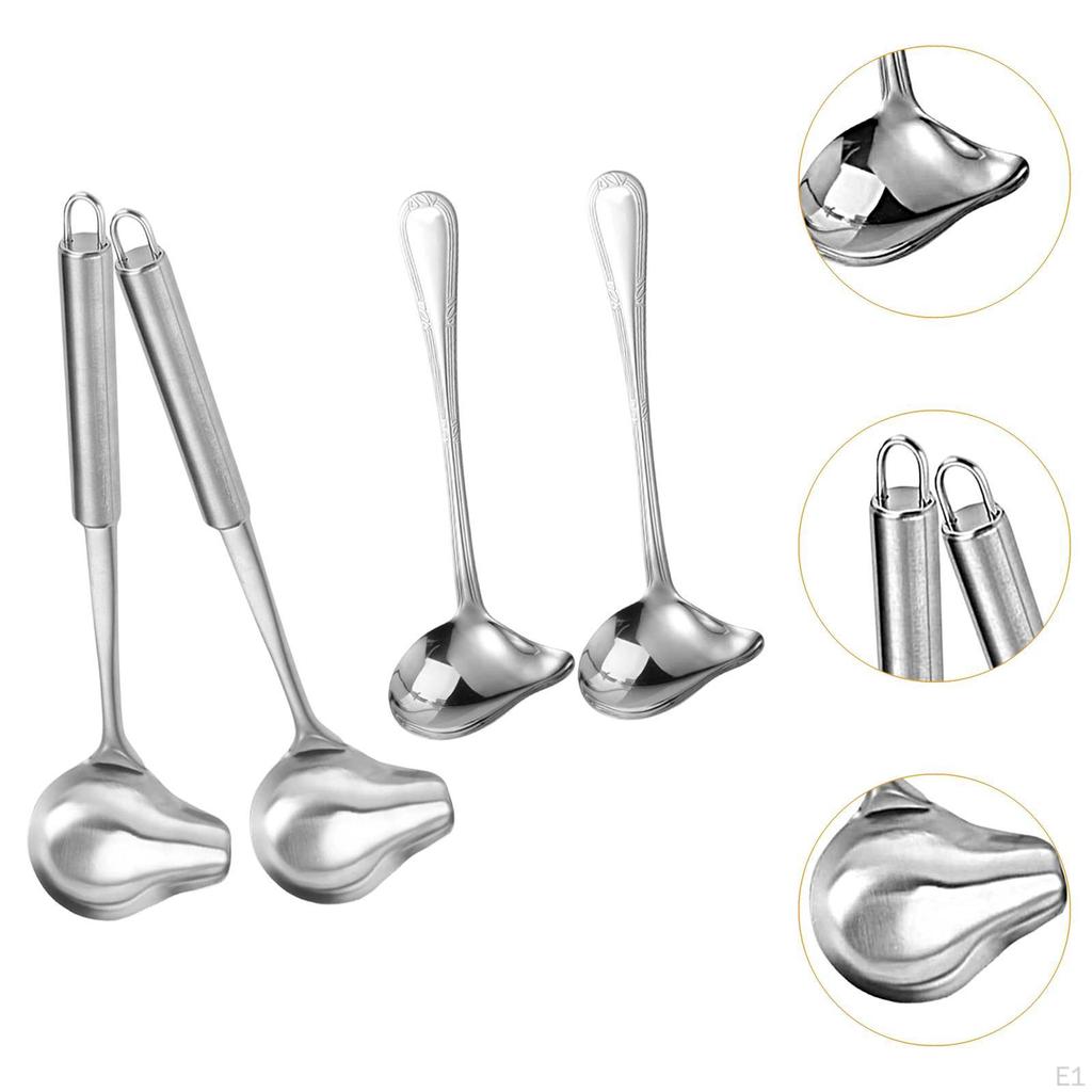 4x Sauce Ladle with Pouring Spout Stainless Steel Durability Cooking Tool Professional, Comfortable