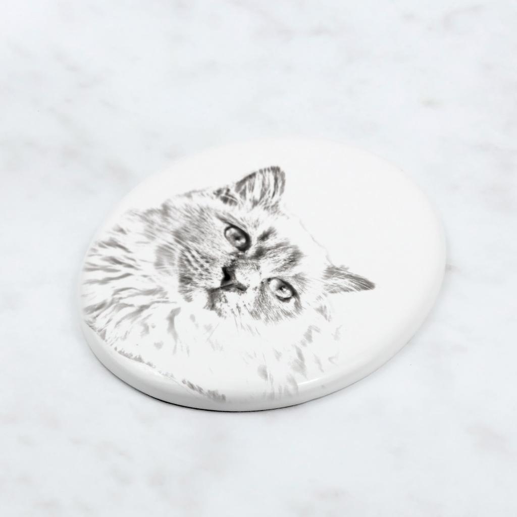 Birman - commemorative plaque with a cat photo, tombstone with a print, personalized oval plaque from the Art-Dog brand