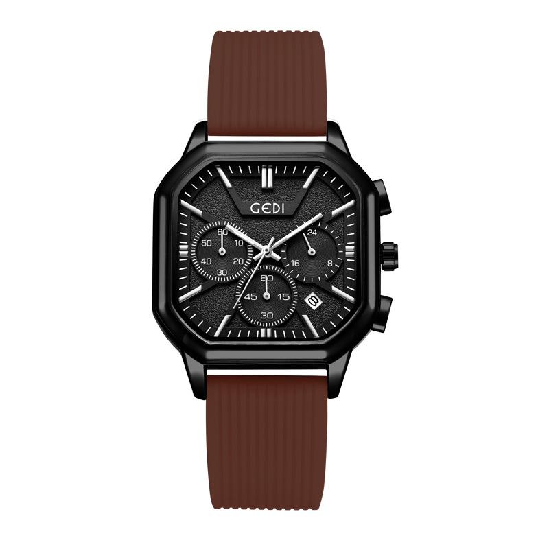 Three-Eye Six-Pin Business Women'S Watch Niche High-End Multi-Function Calendar Silicone Quartz Waterproof Watch