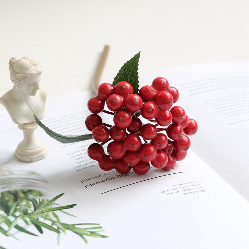 Berry Artificial Flowers Bouqute Plastic Fake Flowers For Home Decor Christmas Garden Wedding Decoration Faux Plant Accessories