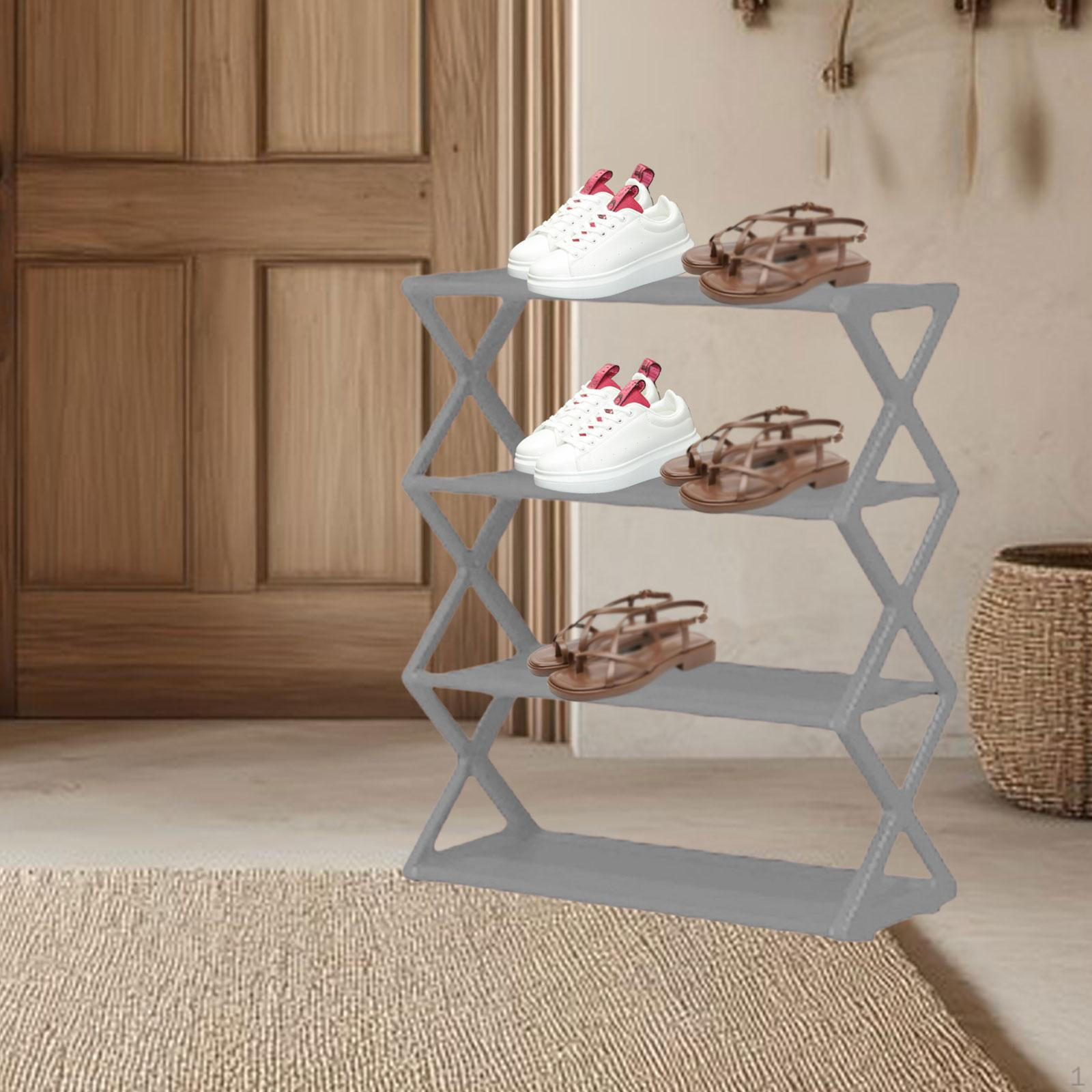 

Органайзер для обуви 4-ярусный 16,5x7,3x19,5 дюймов Легко установить Вентилируемая полка Grey