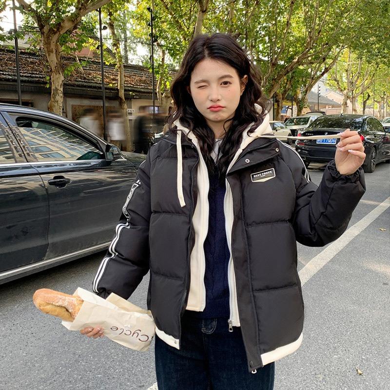 Stripes Contrasting Colors Fake Two-piece Down Cotton-padded Clothes Winter Fashion New Thermal Cotton-padded Jackets Cotton-padded Jackets Women