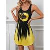 Sunflower Print Tank Dress Women's Sleeveless Dress Dresses Woman Summer Y2k Ladies Clothes Hawaii Vacation Female Clothing Tees