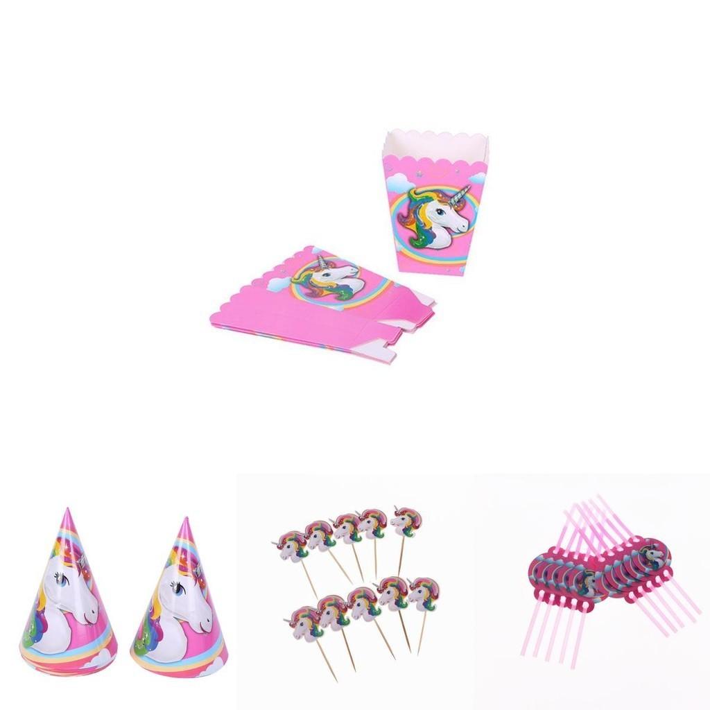 Magical Unicorn Kids Birthday Party Supplies Featuring Colorful Plates Cups And Banners