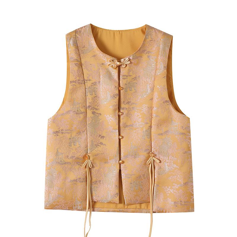 Real Jacquard Brocade Vest Women's 2025 Early Spring New Sweet Temperament Vest Top