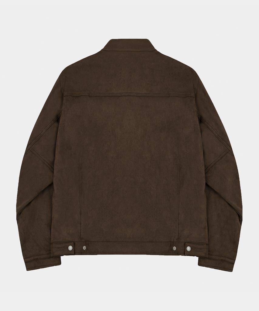 LETTERCOMO Contemporary Suede Rider Jacket Dark Brown
