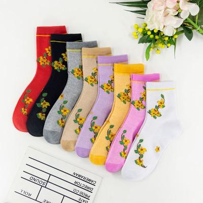 Mittelrohr Dünnes Netz Atmungsaktiv und Schweißabsorbierend Sommerfarbige Damensocken mit Blumen