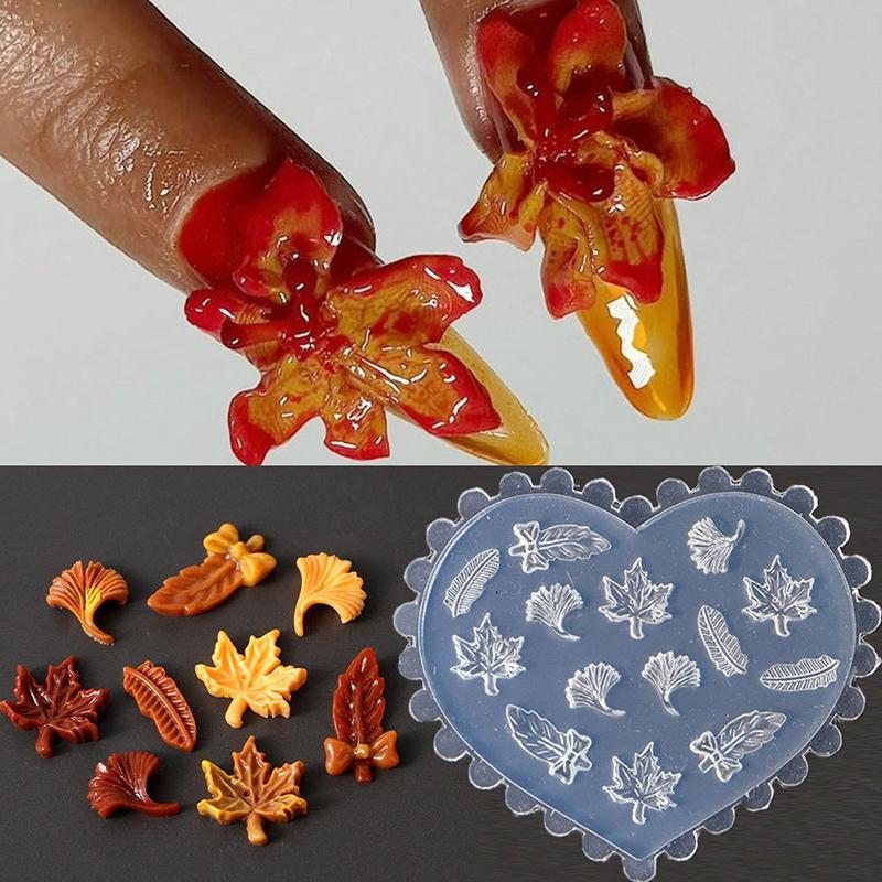 1 Pcs Soft Silicone Nail Rose Flower Heart Mold 3D Butterfly Goldfish Shell Carved Cartoon Template Nails Accessories For Salon