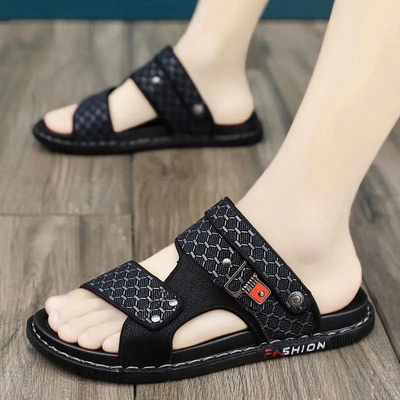 Fashion Sabot Sandals Man Soft Beach  ShoesGenuine Leathe Platform Comfortable Pvc Clappers 2025 Original Style Trend Slippers for Men