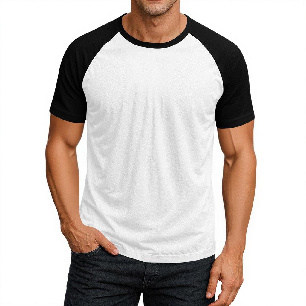 Pánské tričko s kulatým výstřihem, raglánovým krátkým rukávem a kontrastní barvou