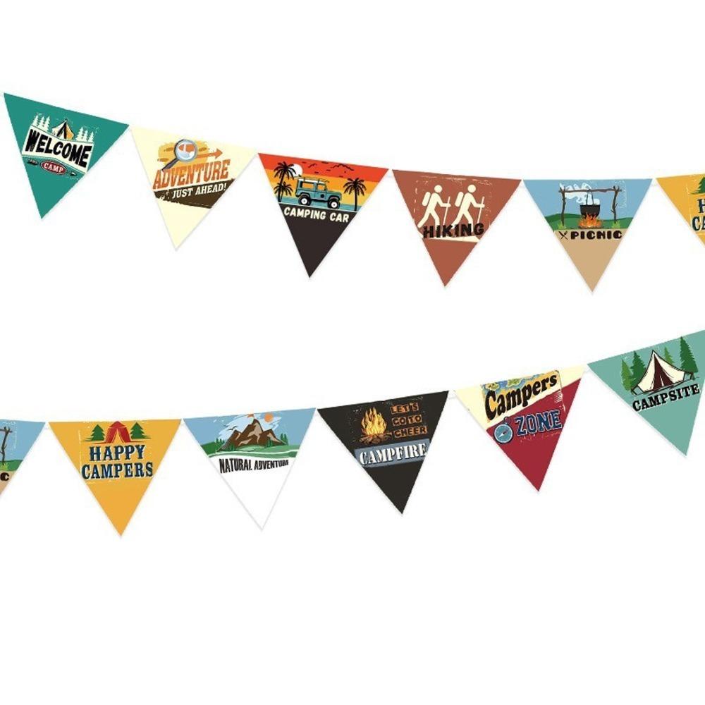 10Pcs/Set 10 Pieces Set Camping String Flag 3 Meter Pennant Decor Pennant Banner  Outdoor Events