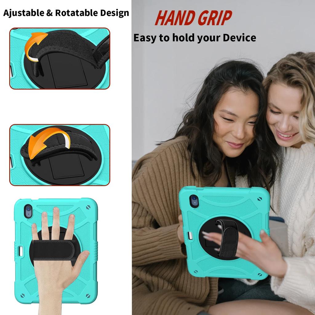 360° Rotating Kids Stand Tablet Case for IPad Pro11 Air4 Air5 Air3 10th 9th 8th 7th Gen Mini6 Cover Shockproof +Shoulder Strap