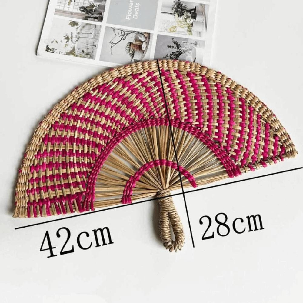 Semicircular Grass Woven Fan Seaweed Cooling Fan Natural Handheld Fan Summer