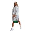 2023 Spring High Neck Long Sleeve Slit Sweatshirt Dress for Women