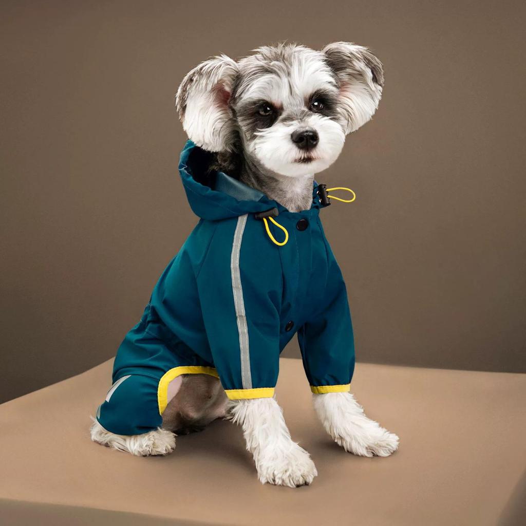 Waterproof Full-Coverage Dog Raincoat for Small & Medium Breeds - Four-Legged Design for Teddy & Pomeranian