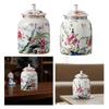 Porcelain Tea Canister Decorative Flower Vase for Tabletop Livingroom Office