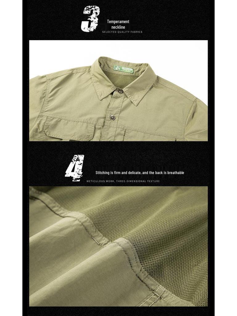 Men's Quick-Dry Ice-Feel Sun Protection Long-Sleeve Shirt for Spring/Summer Outdoor and Workwear, Plus Size Available.