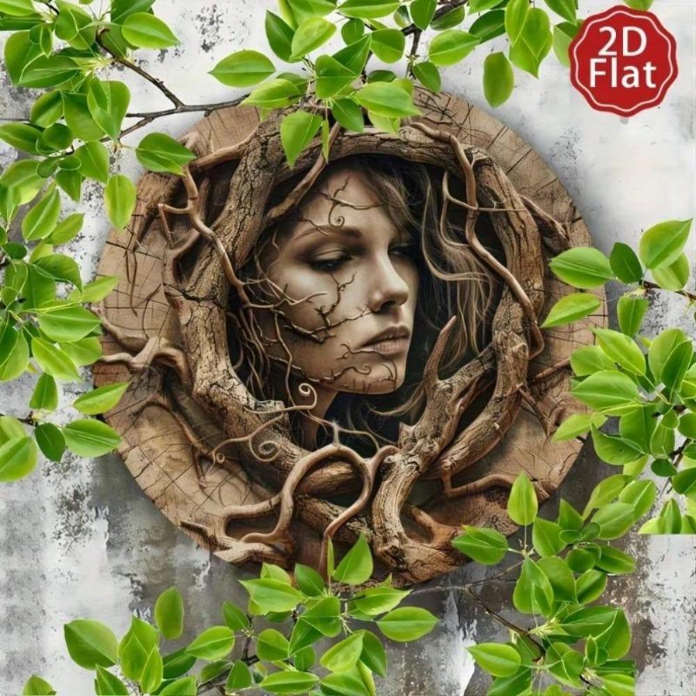 Iron Tree Spirit Metal Wall Decor 2D Flat Nature Art Rustic Gift