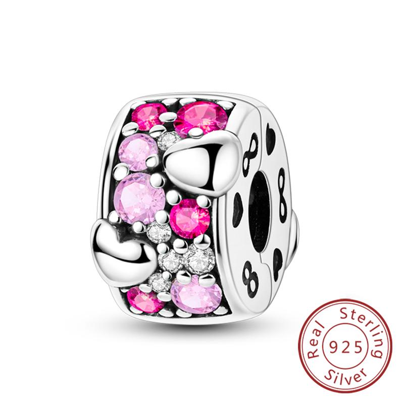 Fit Original Charms Beads Copper Clip Charms Zircon Silicone Spacer Beads For Bracelet Women Diy Gift Party