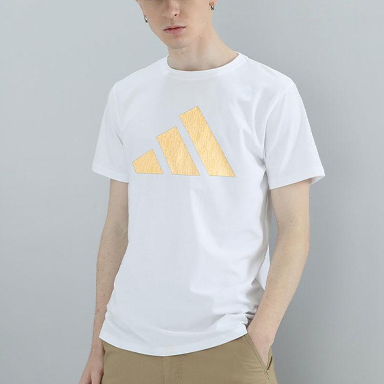 Adidas Printed Logo Knitted Round Neck Short Sleeve T-Shirt Unisex Tops Platinum ADICLTSPSTK-WG