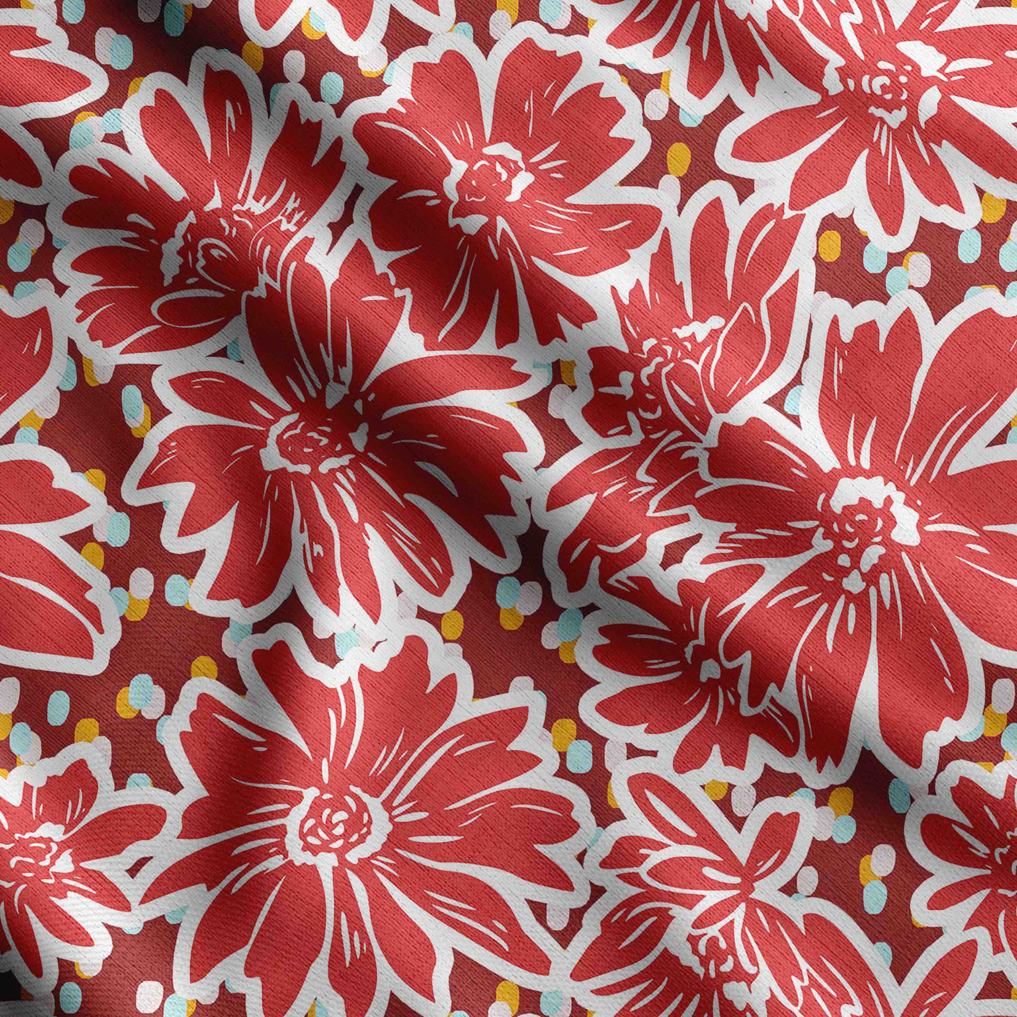 

Соймоі з квітковим принтом, бавовняна тканина для стьобання, що продається у дворі – шиття з бавовняної тканини середньої ваги шириною 42 дюйми 42 Inch Wide - Cotton Cambric червоний