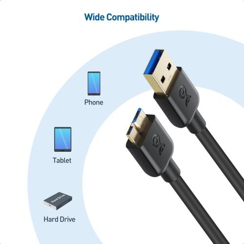Cable Matters Micro USB Cable Micro USB 3.0 Cable USB Micro B Cable 3m Compatible with HDD/SSD External Drive