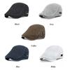 Korean Style Men Beret Hat British Style Forward Peaked Cap Adjustable Mesh Flat Cap  Summer