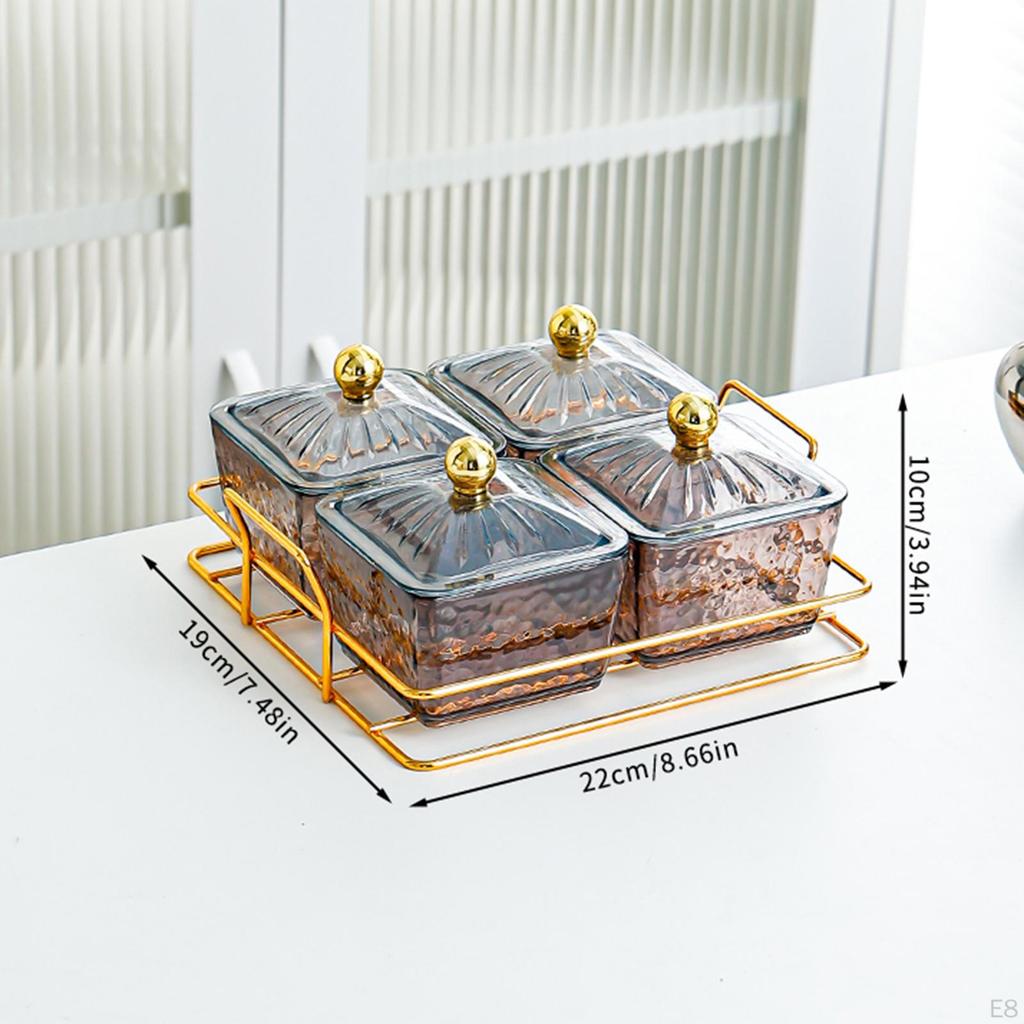 Compartmentalized Serving Tray with Removable Bowls and Lid for Snacks Fruits