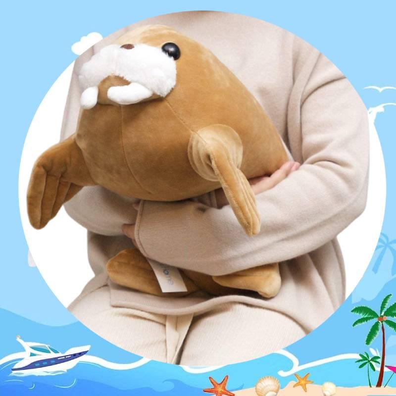 Soft Plush Stuffed Animal Walrus Pillow For Bedroom Or Office Decor