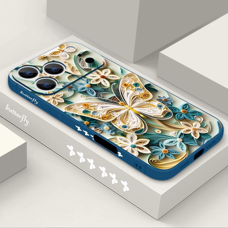 Fantastic Butterfly Print Lanyard Case For iPhone 17 Pro Max Funda iPhone 16 15 14 13 Pro Max 11 16E 17E Soft Silicone Cover