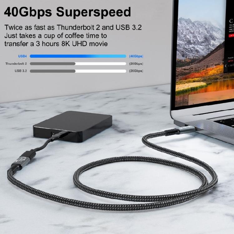USB4.0 Extension Cable 240W 8K USB C 40Gbps Data Transmission Cable 8K@60Hz Video Cable for Smartphone Laptops