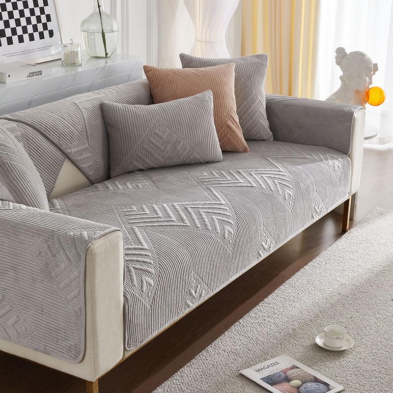 Autumn And Winter Nordic Ins White Plush Leather Sofa Cushion Baby Plush Seat Cushion Non-Slip Backrest Towel Simple Modern Warm 7070cm 1669₽