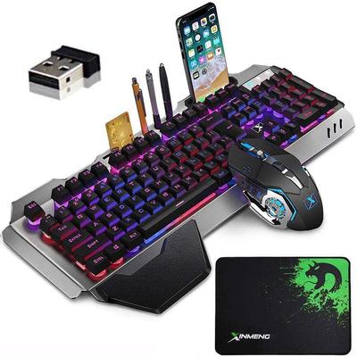 Gaming toetsenbord en muis limbo LED 4800mAh groot 2400DPI metaal waterdicht draadloos stil muis muismat set, achtergrondverlichting, capaciteit, muis, RGB,
