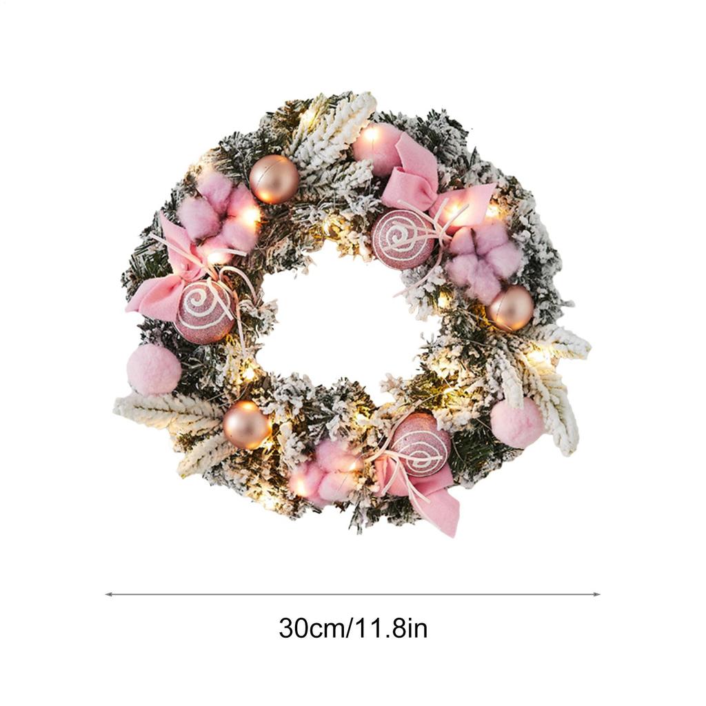 Wreath Decorations With Light Christmas Garland Decor Festive Garland Lighted 11.8Inch Wreath For Wall Winter Indoor Holiday