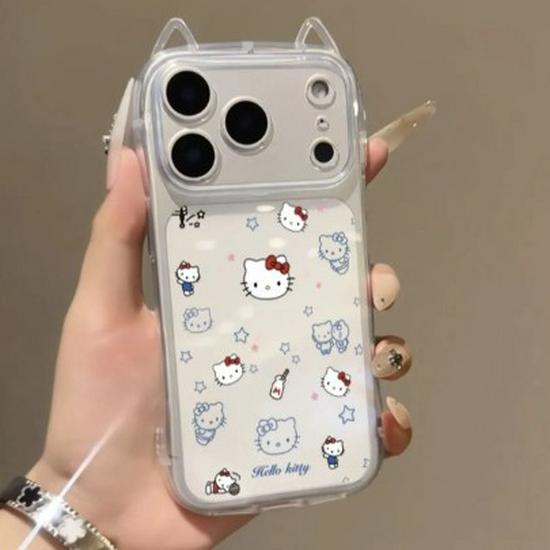 Hello Kitty Cat Ears Clear Phone Case for Apple 17PRO/16/15/13 Pro Max/12