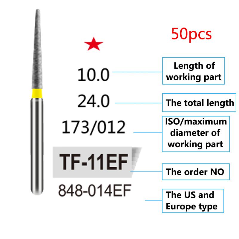 50Pcs Dental Diamond Burs Drill FG 1 6Mm For High Speed Handpiece Denspay Polishing Whitening Lab Material
