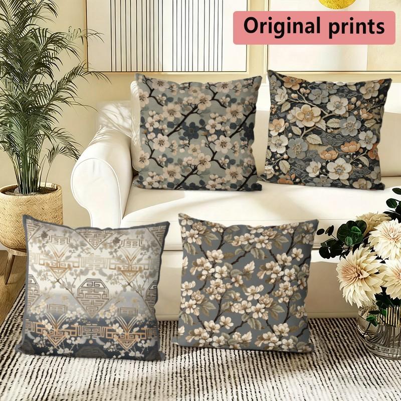 Vintage Floral Print Throw Pillow Covers Pattern Cushion Cover Suitable for Sofa Bedroom Car Pillow Cover