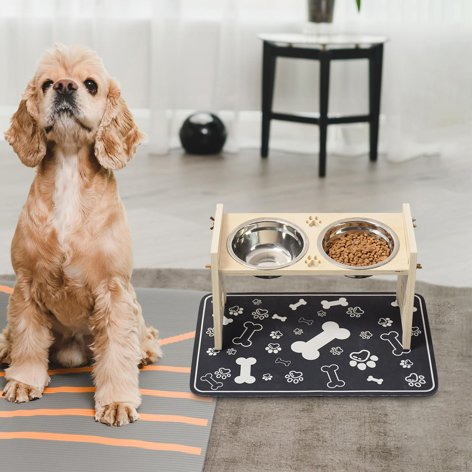 

Приподнятые миски для кошек, миски для кормления щенков с деревянной подставкой, миска для еды и воды, питомец Wooden color