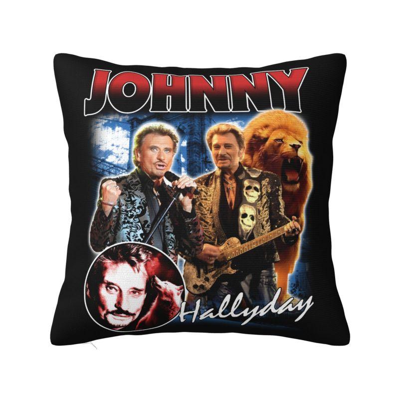 French Rock Legend Johnny Hallyday Throw Pillow Covers Decoration D Print Cushion Cover Polyester Soft Pillowcase Dakimakura 30x30cm