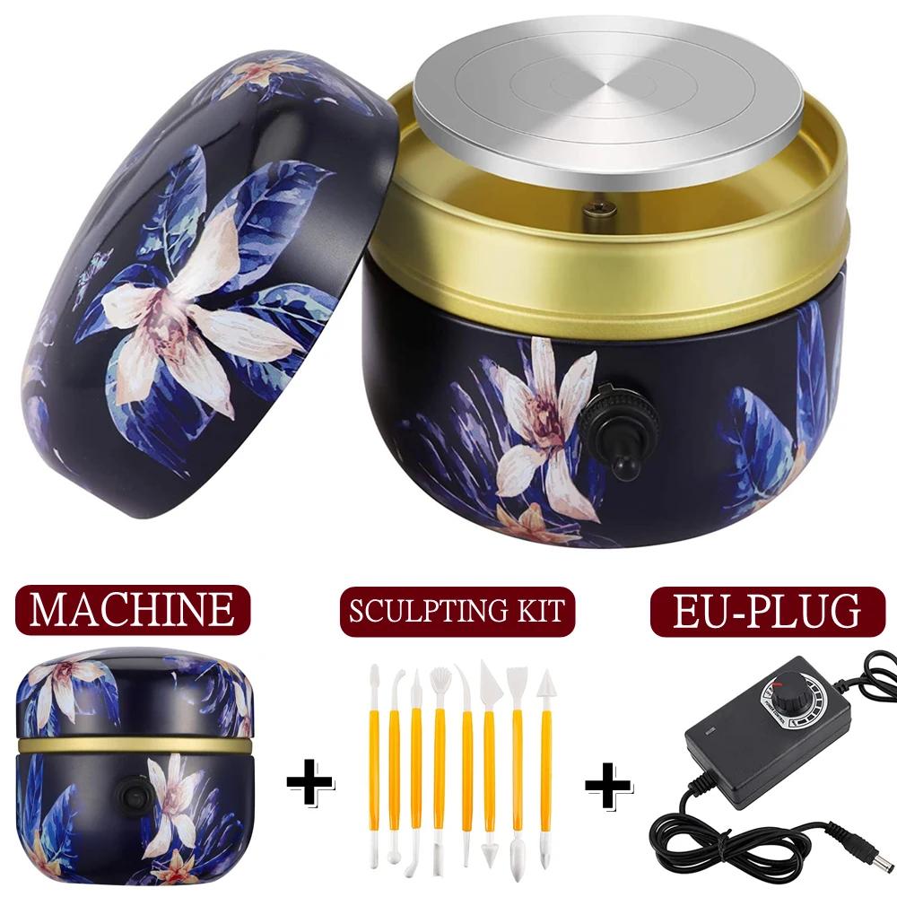 Electric Pottery Wheel Machine with Turntable+Sculpting Kit, DIY Clay Tools Mini Pottery Forming Machine for Arts Crafts Ceramic