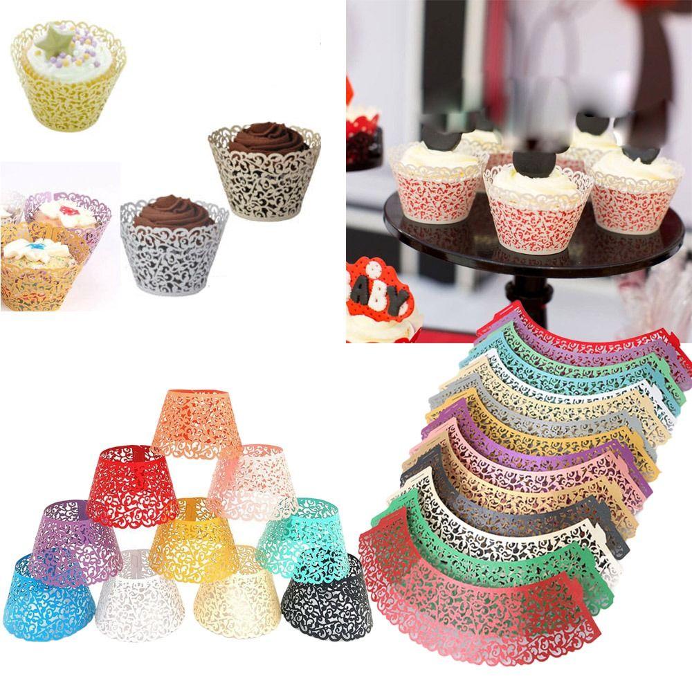 50 Stück/Packung Papier-Cupcake-Förmchen Tulpenblüten-Schokoladen-Cupcake-Hülle Back-Muffin-Halter Hochzeits-Party-Zubehör